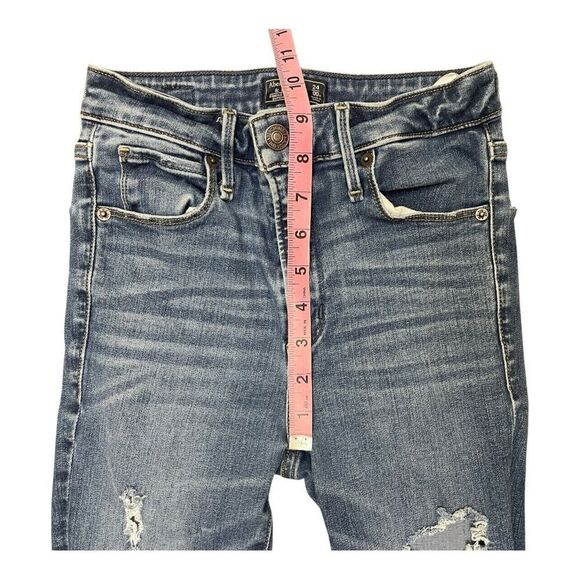 Abercrombie & Fitch High Waist Blue Distressed Skinny Jeans Size 00 Stretch - Picture 2 of 10